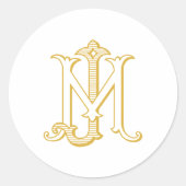 JMまたはMJモノグラムヴィンテージアンティークシール金ゴールド ラウンドシール (正面)