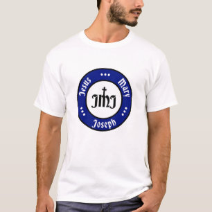 JMJ:イエス・マリア・ヨセフのロゴ(青) Tシャツ