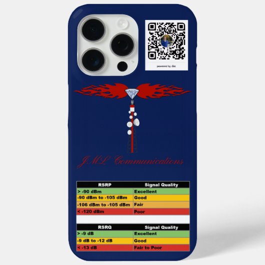JML コミュニケーションタワーロゴと RSRP 信号強度 Case-Mate iPhoneケース (裏面)