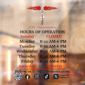 JML Communications Hours of Operation Window Cling ウィンドウサイン (シート2)