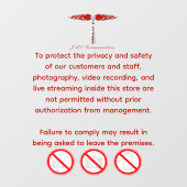 JML Communications No Photography or..Window Cling ウィンドウサイン (シート)