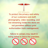 JML Communications No Photography or..Window Cling ウィンドウサイン (シート3)