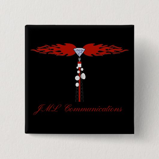 JML Communications Towerロゴ 缶バッジ (正面)