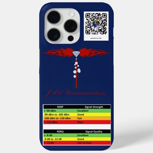 JML Communications Tower Logo & RSRP Signal Streng Case-Mate iPhoneケース (裏面)