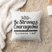 Jo 1:9聖書の聖句デザイン – 強く、勇気ある クッション (ブランケット)