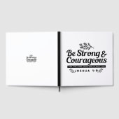 Jo 1:9聖書の聖句デザイン – 強く、勇気ある ゲストブック (全面)