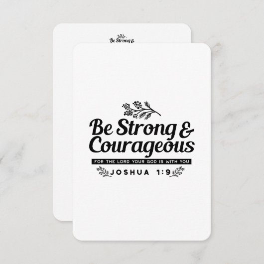 Jo 1:9聖書の聖句デザイン – 強く、勇気ある サンキューカード (正面/裏面)