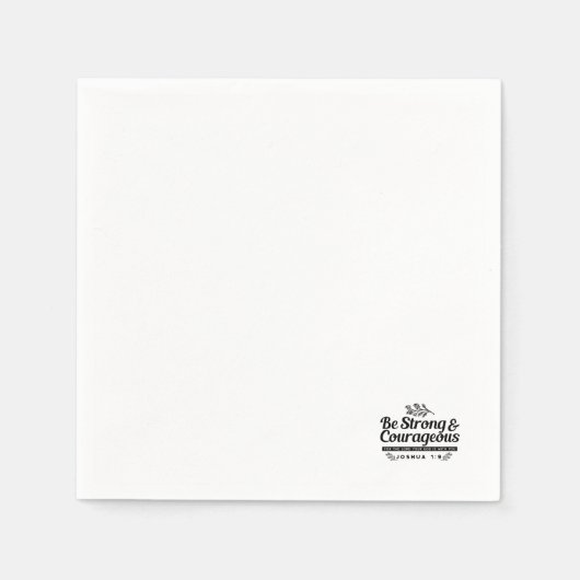 Jo 1:9聖書の聖句デザイン – 強く、勇気ある スタンダードカクテルナプキン (正面)