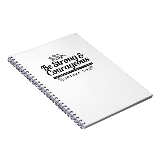 Jo 1:9聖書の聖句デザイン – 強く、勇気ある ノートブック (右側)