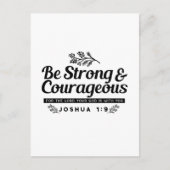 Jo 1:9聖書の聖句デザイン – 強く、勇気ある ポストカード (正面)
