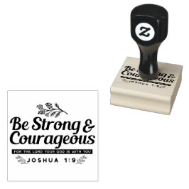 Jo 1:9聖書の聖句デザイン – 強く、勇気ある ラバースタンプ