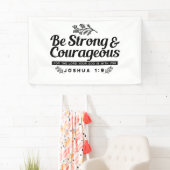 Jo 1:9聖書の聖句デザイン – 強く、勇気ある 横断幕 (インサイチュ)