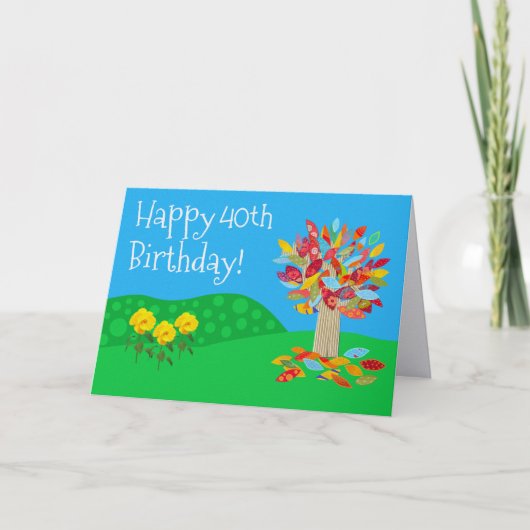 Jo Imagesによるカラフルツリーの40歳の誕生日カード カード (正面)