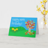 Jo Imagesによるカラフルツリーの40歳の誕生日カード カード (黄色い花)