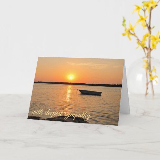 Jo Images社の小さなボートで共感カードの夕日 カード (黄色い花)