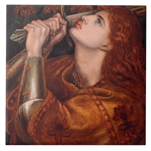 Joan of Arc (ポートレート) (by Dante Gabriel Rossetti) タイル (正面)