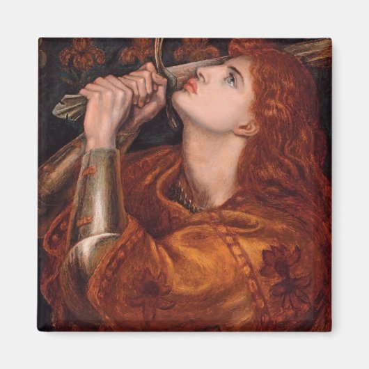 Joan of Arc (ポートレート) (by Dante Gabriel Rossetti) マグネット (正面)