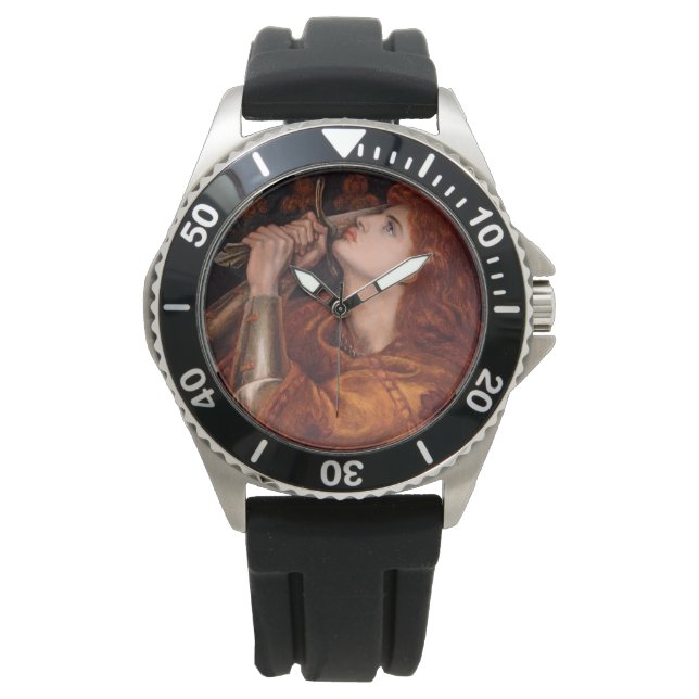 Joan of Arc (ポートレート) (by Dante Gabriel Rossetti) 腕時計 (正面)