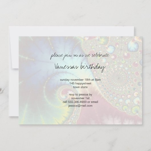 Joanie 50フラクタルアート 招待状 (裏面)