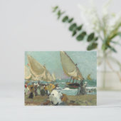 Joaquin Sorolla – バレンシアのビーチ上のボート ポストカード (スタンド正面)