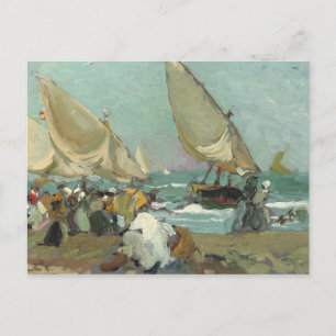 Joaquin Sorolla – バレンシアのビーチ上のボート ポストカード