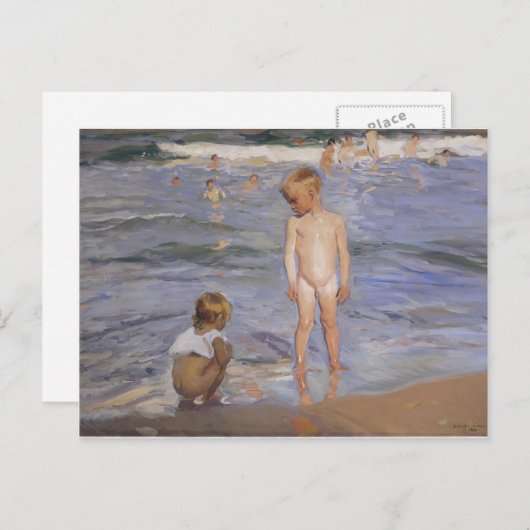 Joaquin Sorolla – 午後の太陽の下で入浴する子供たち ポストカード (正面/裏面)