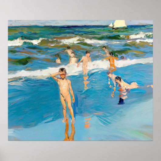 Joaquín Sorolla los niños en el mar playa ポスター (正面)