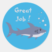 Job 素晴らし Cartoon Shark Blue Rewardスタンプ ラウンドシール (正面)