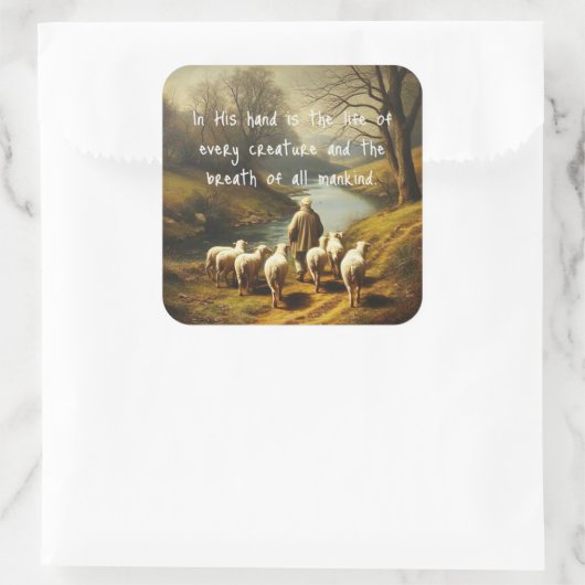 Job 12:10 Scripture Life of Every Creature スクエアシール (バッグ)