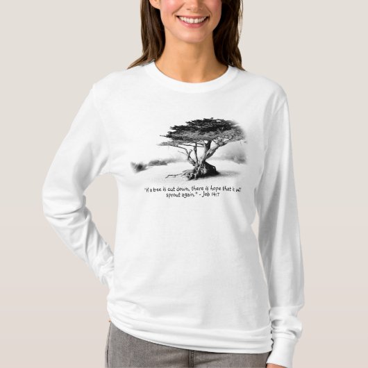 JOB 14:7女性の長袖Tシャツ Tシャツ (正面)
