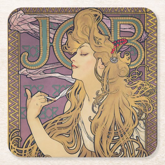 Job (1896) by Alphonseミュシャ スクエアペーパーコースター (正面)