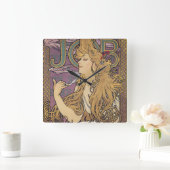 Job (1896) by Alphonseミュシャ スクエア壁時計 (ホーム)