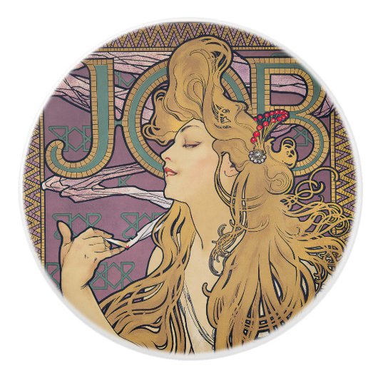 Job (1896) by Alphonseミュシャ セラミックノブ (正面)