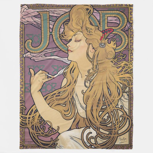 Job (1896) by Alphonseミュシャ フリースブランケット (正面)