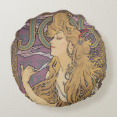 Job (1896) by Alphonseミュシャ ラウンドクッション (裏面)
