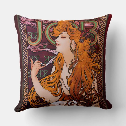 JOB byアルフォンスミュシャヴィンテージアールヌーボーアートワーク クッション (裏面)