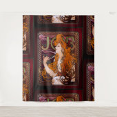 JOB byアルフォンスミュシャヴィンテージアールヌーボーアートワーク タペストリー (正面)