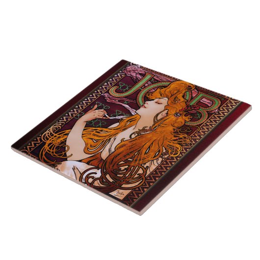 JOB by Alphonseミュシャヴィンテージアールヌーボーアートワーク タイル (側面)