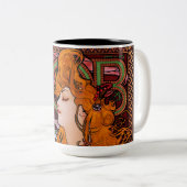 JOB by Alphonseミュシャヴィンテージアールヌーボーアートワーク ツートーンマグカップ (正面右)