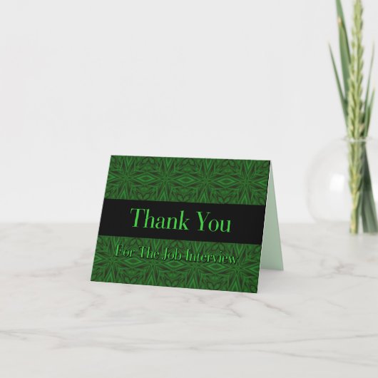 Job Interview Thank You - Green Satin Note Card サンキューカード (正面)