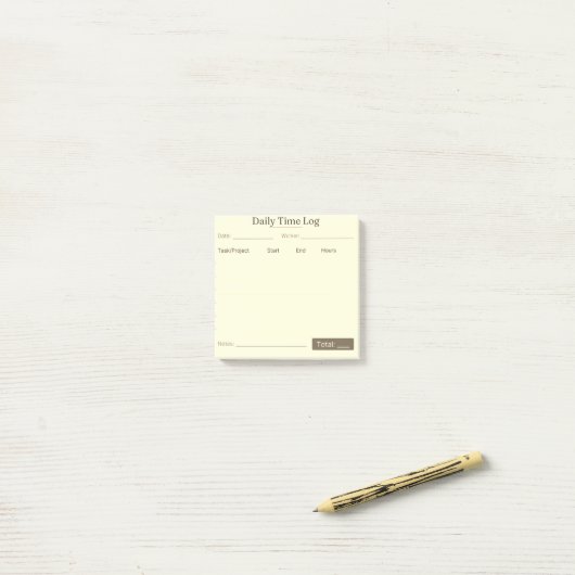 Job Time Log Notepad – Work Hours Tracker ポストイット (デスク上)