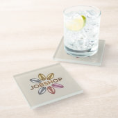 JobShop Gold Flower Logo Glass Coaster ガラスコースター (アングル)