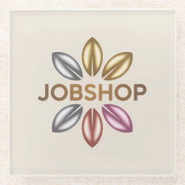 JobShop Gold Flower Logo Glass Coaster ガラスコースター