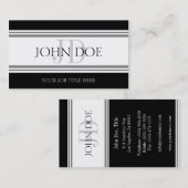 JobTitleストライプ(W/W) 名刺 (正面/裏面)