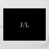 JocelynブラックウェディングモダンRSVPカード 箔招待状ポストカード (裏面)