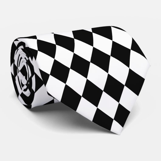 Jockey Silks Diamond Black and White Neck Tie ネクタイ (ロール)