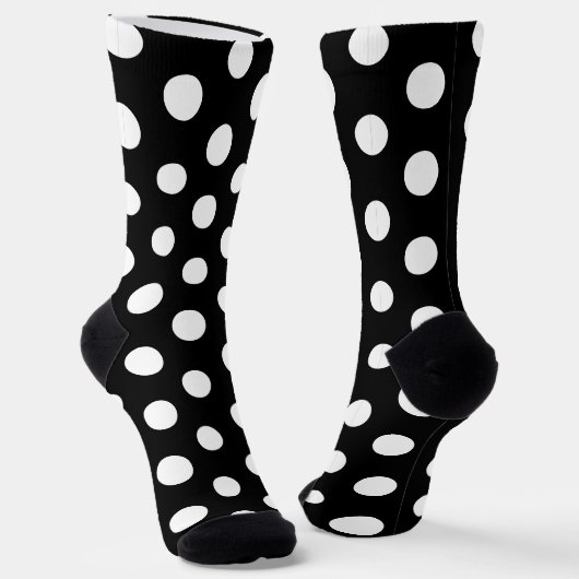 Jockey Silks Dots White on Black Derby Polka Dot ソックス (傾斜あり)