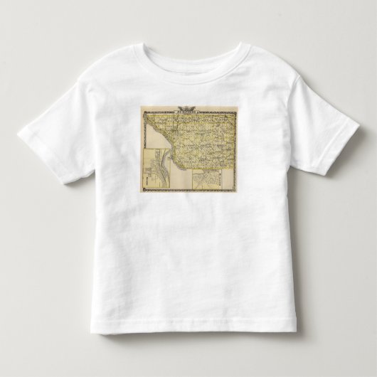 JoDaviess郡、MolineおよびDunleithの地図 トドラーTシャツ (正面)