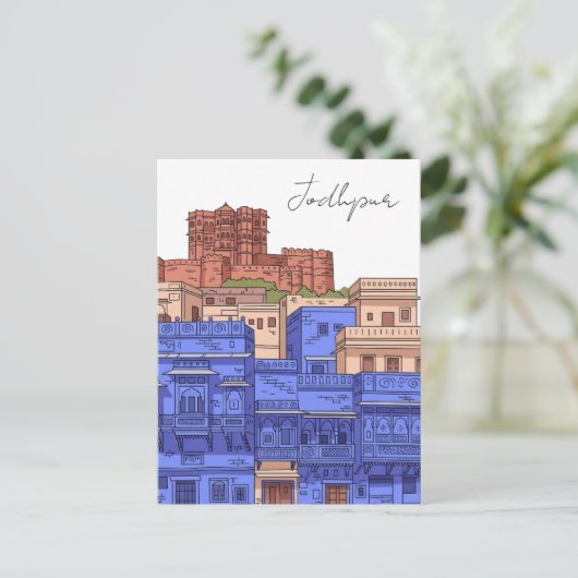 Jodhpur India Illustration ポストカード (スタンド正面)