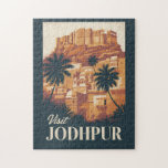 Jodhpur India Illustration Travel Art Vintage ジグソーパズル<br><div class="desc">Jodhpur retro vector travel design. Jodhpur,  known as the Blue City of Rajasthan,  is famed for its indigo-washed houses,  towering Mehrangarh Fort,  and rich cultural heritage.</div>